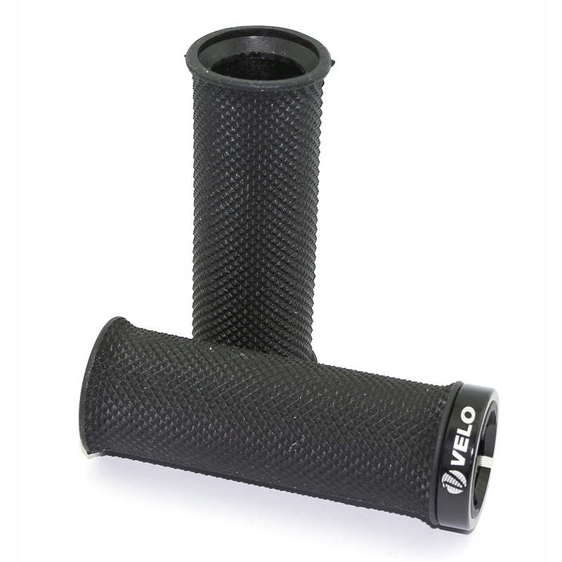 Par puños bici VELO MTB para Grip Shift. Textura diamante. Negros VELO VLG8843AD2-BLACK