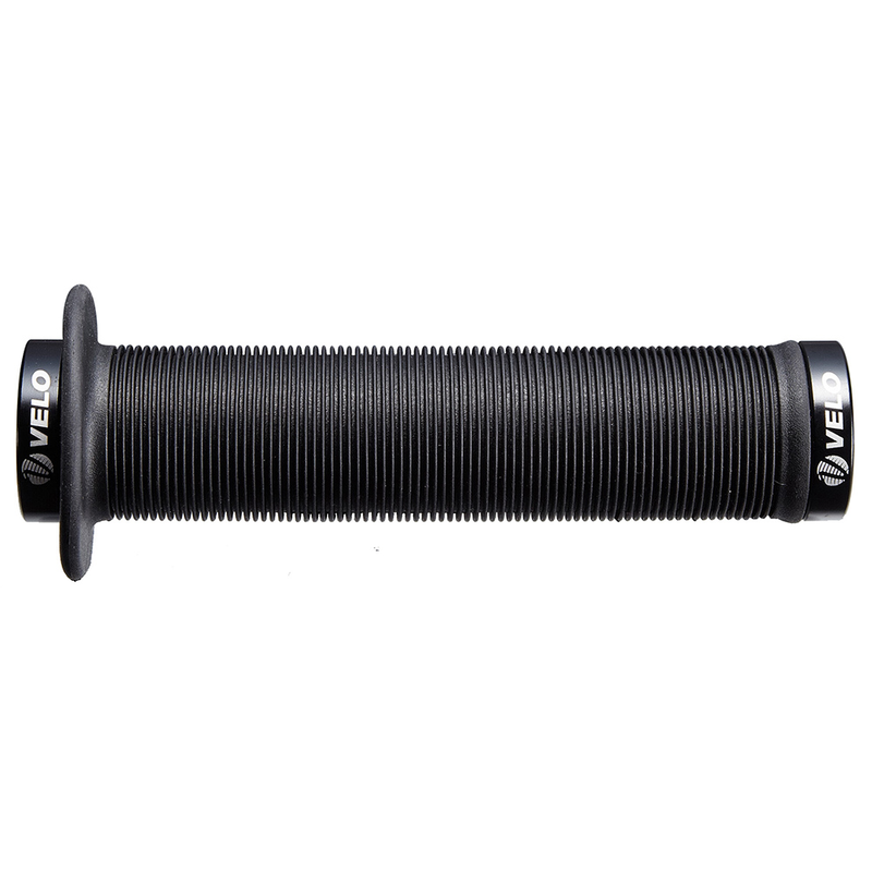 Par puños bici VELO 145mm sintéticos con tope grande color negro, sujeción lock-on doble tornillo VELO VLG-976-2AD2-BLACK