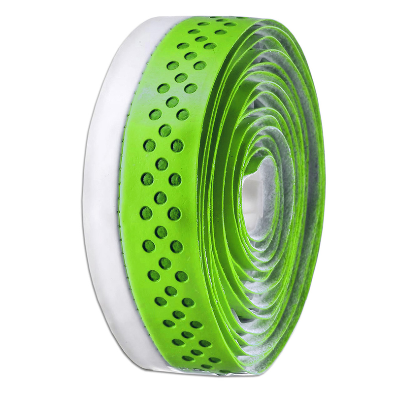 Cinta para manillar de carretera VELO Cuero sintético (PU) perforada verde/blanco VELO VLT-038-GREEN/BLACK