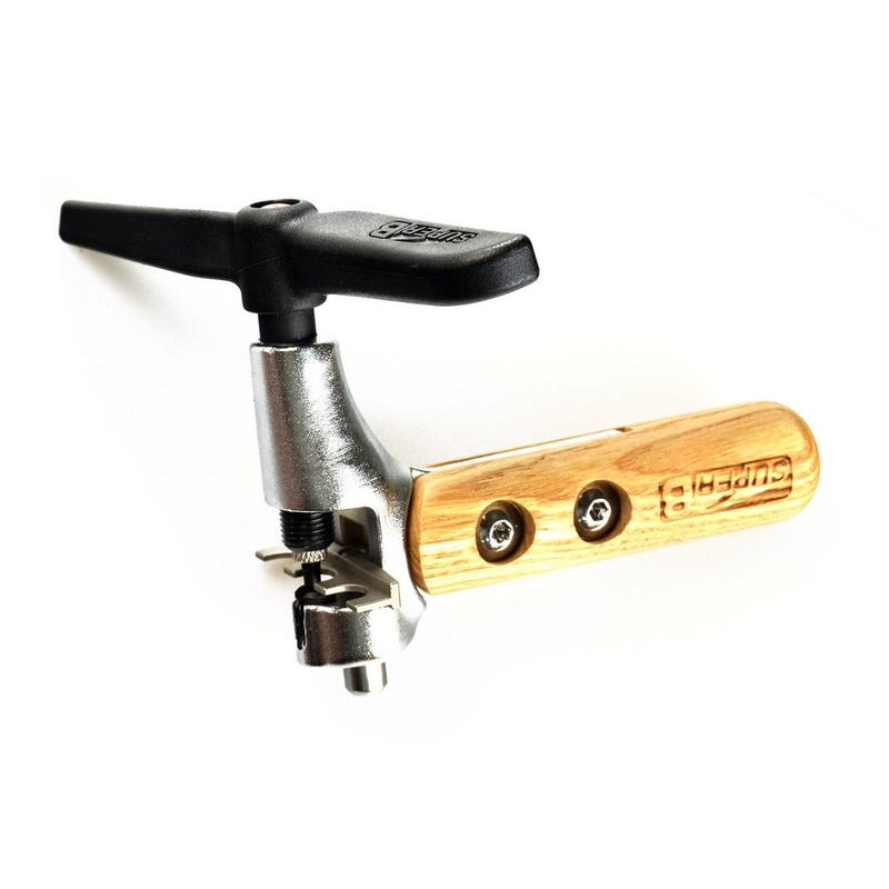 Remacha cadenas profesional universal 5-12 vel. 3/32-3/16'' mango de madera + guia SUPER B TB-CC65