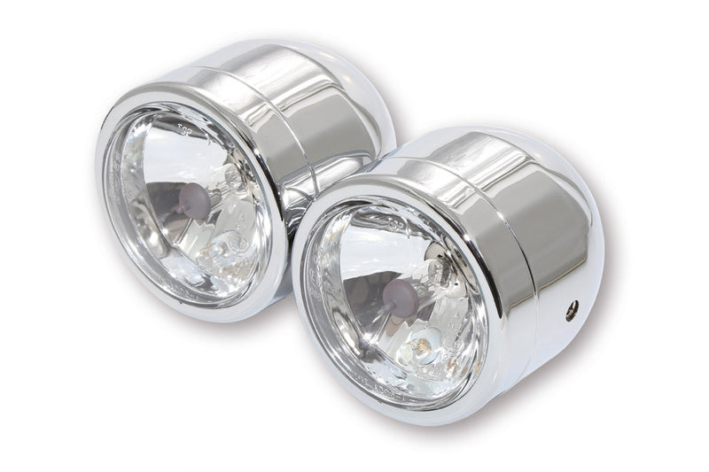 SHIN YO Set With 2 Chrome Headlights High Beam + Dipped Beam E-Approved SHIN YO 223-334
