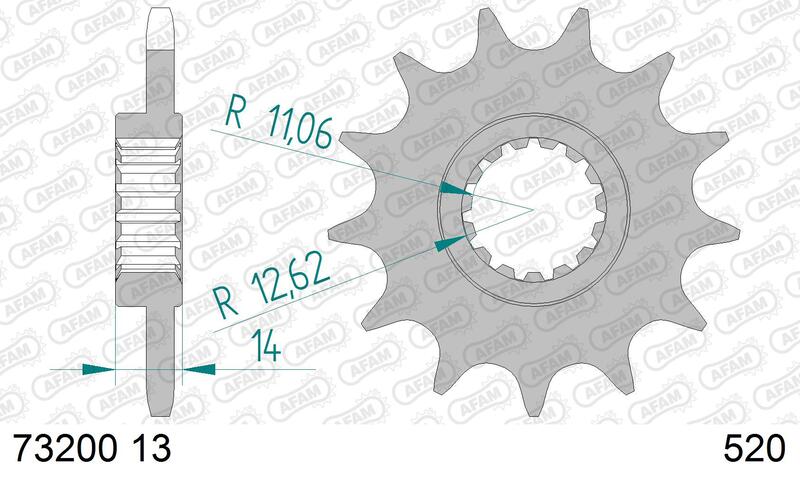 Piñón AFAM acero estándar 73200 - Paso 520 AFAM 73200-13