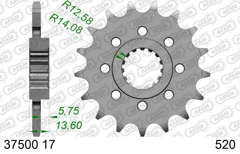 Piñón AFAM acero estándar 37500 - Paso 520 AFAM 37500-17
