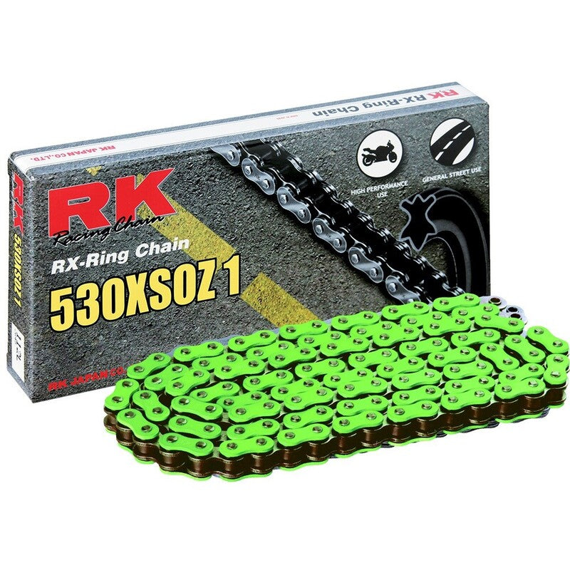 Cadena RK FG530XSOZ1 con 116 eslabones verde RK MM530XSO-116