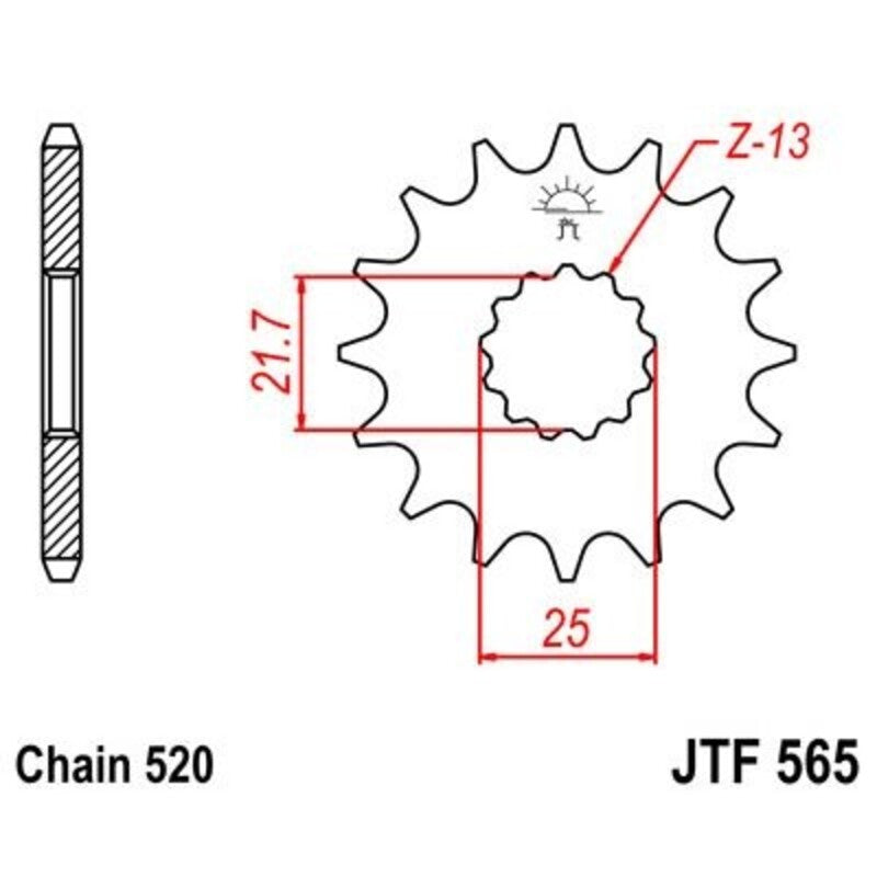 Piñón JT 565 de acero con 13 dientes JT SPROCKETS JTF565.13