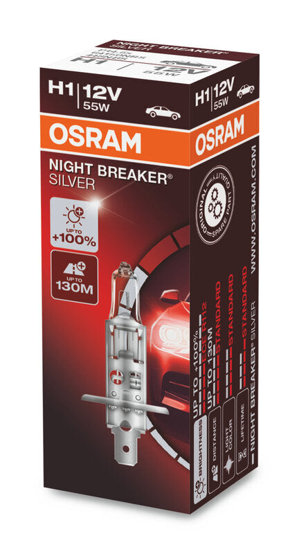 Bombilla OSRAM Night Breaker Silver H1 12V /55W - X1 OSRAM 64150NBS-01B