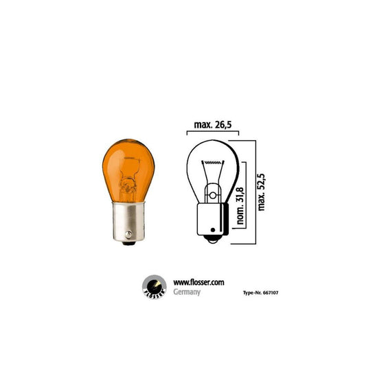 10 lampadina intermittente arancione 12V 21W
