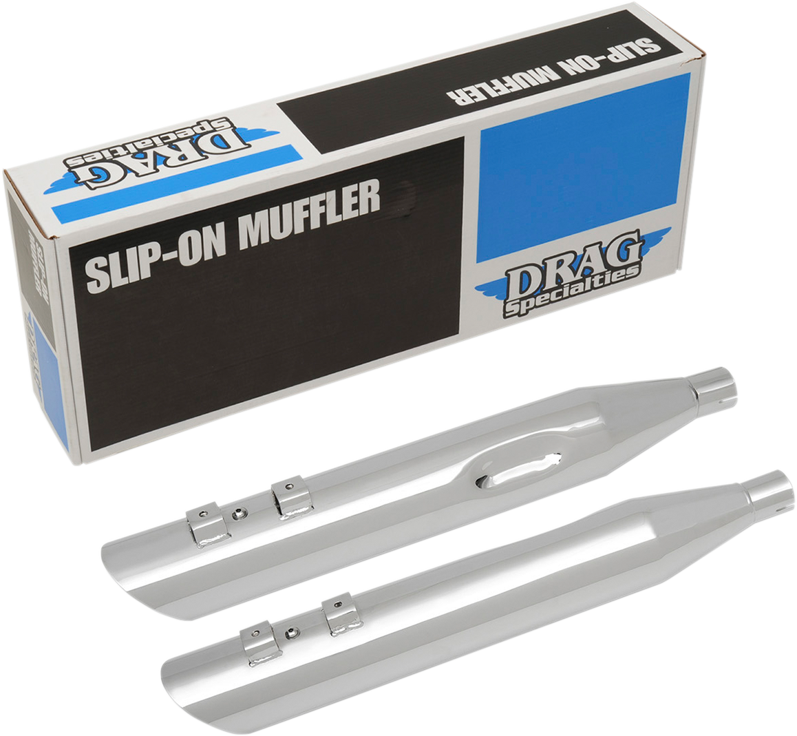 DRAG SPECIALTIES SLASHDOWN SLIP-ON MUFFLERS FOR HARLEY-DAVIDSON 1995 - 2013 Chrome 4" Slip-On Mufflers