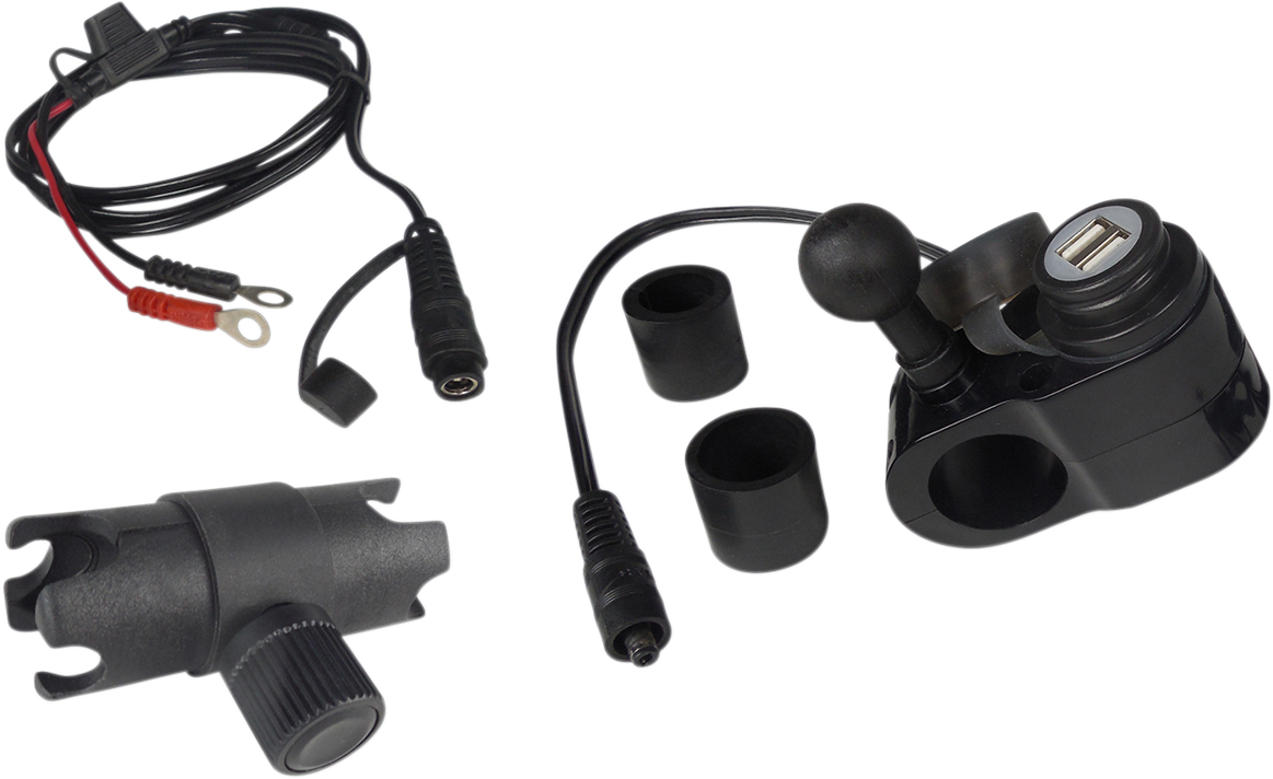 GEARS CANADA DUAL USB PORT CHARGERS WITH 1" BALL MOUNT CHARGER DUAL-USB 1"BM BLK