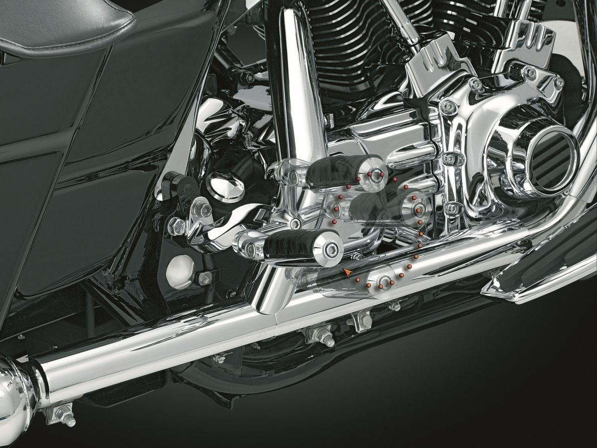 Harley Davidson, een verstelbare houding aan de voet.