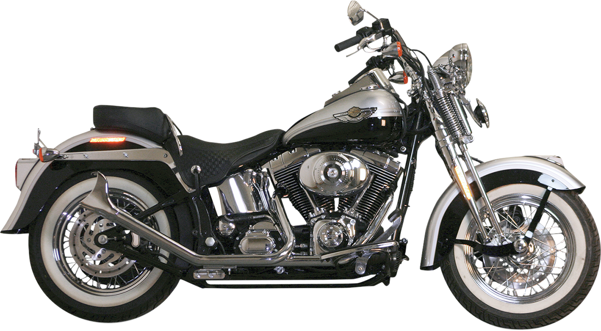 PAUGHCO 1.75" "SIDE BY SIDE" UPSWEEP FISHTAIL EXHAUST SYSTEMS FOR HARLEY-DAVIDSON 2005 Chrome Side-By-Side Upsweep Fishtail Exhaust System
