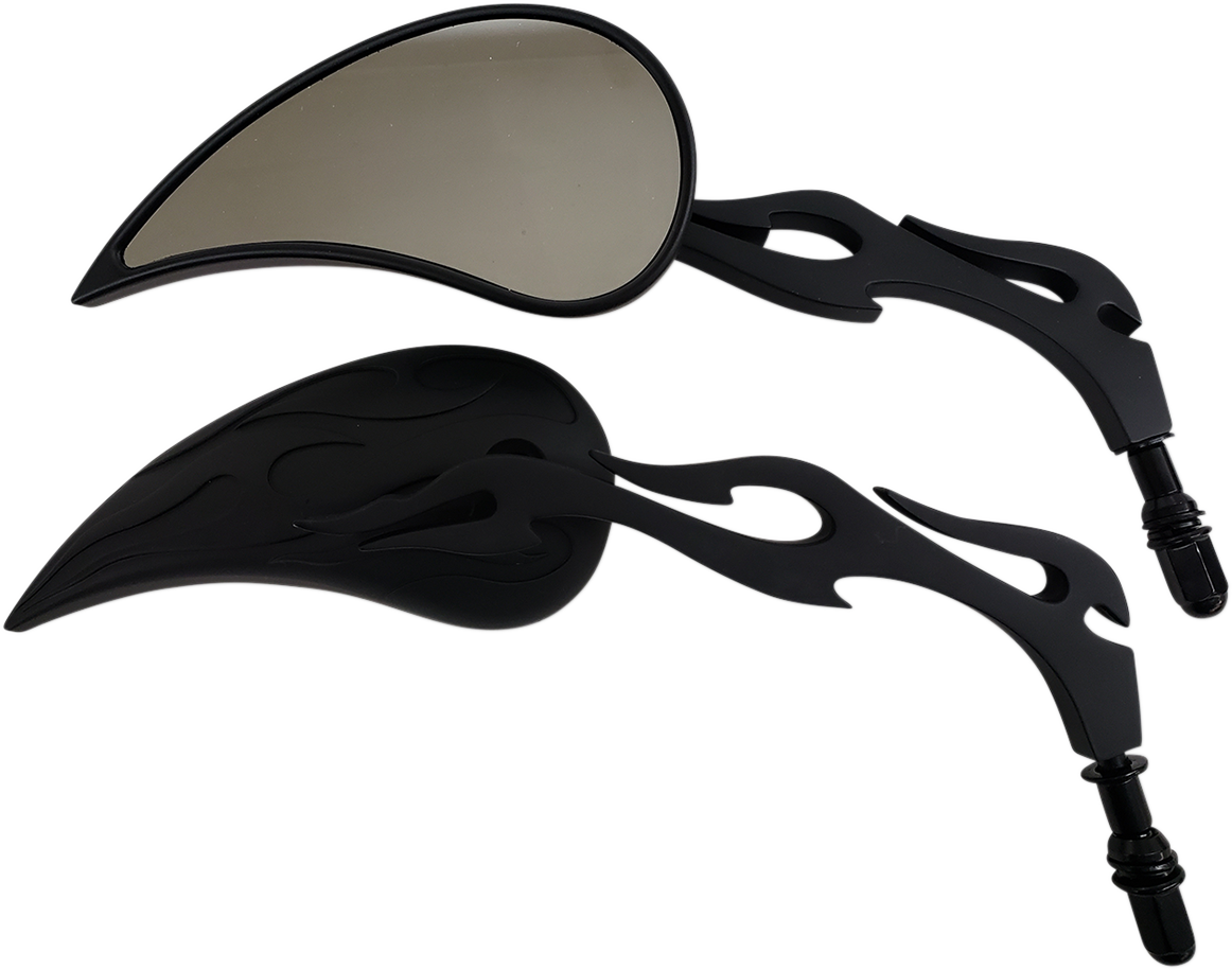 RIVCO PRODUCTS FLAME BILLET MIRRORS MIRROR BILLET FLAME BLK