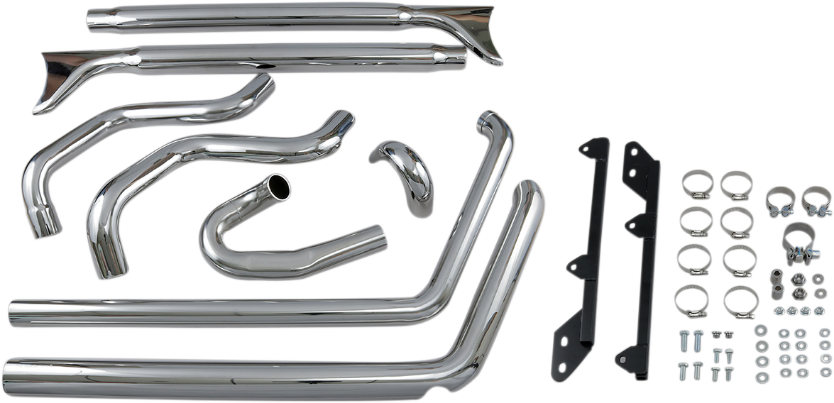 BASSANI XHAUST TRUE DUALS WITH FISHTAIL MUFFLERS FOR HARLEY-DAVIDSON 2011 - 2013 Chrome True Duals With Fishtail Mufflers