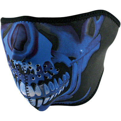 MASCARA DE NEOPRENO NEOPRENE HALF FACE MASK BLUE CHROME SKULL