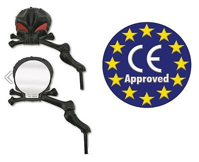 Approved Rearview Mirrors for Harley-Davidson in the Shape of a Black Skull