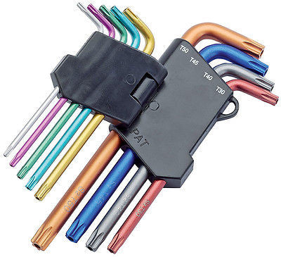 Set of 9 Professional Security Torx Keys Expert in Colors