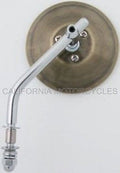 Old School Brass 3" Rearview Mirror with 4" Chrome Stem