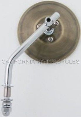 Espejo Retrovisor Old Shool Laton De 3" Con Vástago Cromado De 4"