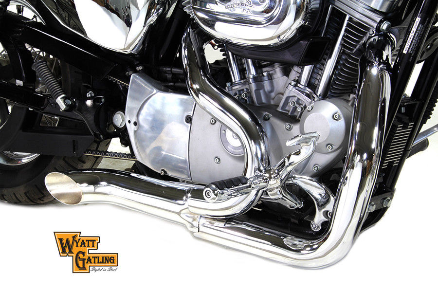 Wyatt Gatling 2 into 1 Exhaust Header Set Chrome For Harley-Davidson