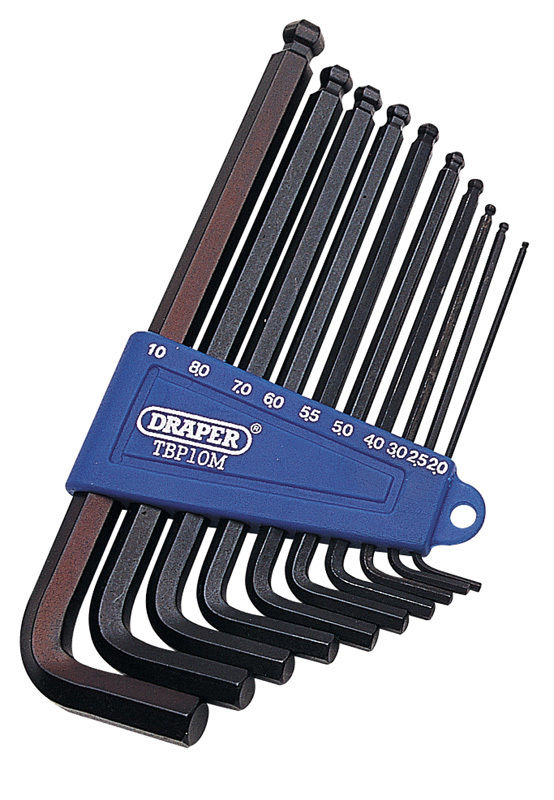 Juego 10 Llaves Hexagonales Allen Con Bola. 10 Piece Metric Hexagon and Ball End