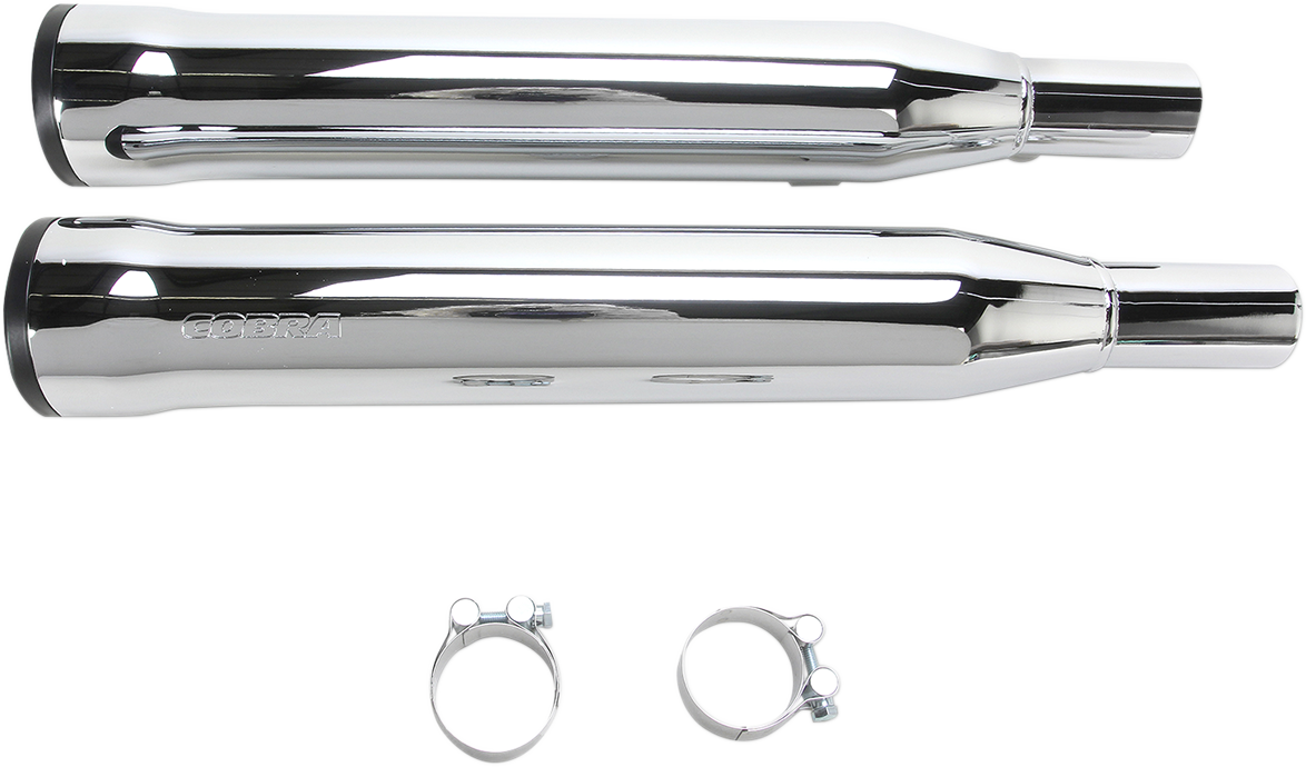 COBRA 3" SLIP-ON MUFFLERS WITH RACE-PRO TIPS FOR HARLEY-DAVIDSON 2007 - 2013 Chrome/Black 3" Slip-On Mufflers