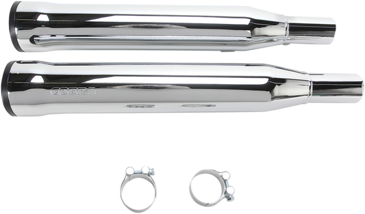 COBRA 3" SLIP-ON MUFFLERS WITH RACE-PRO TIPS FOR HARLEY-DAVIDSON 2007 - 2013 Chrome/Black 3" Slip-On Mufflers