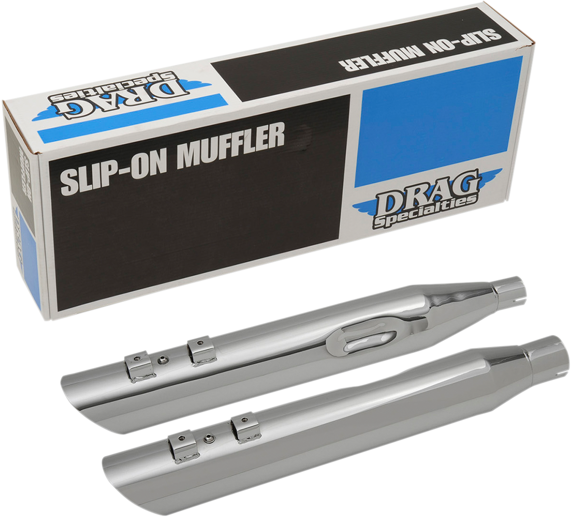 DRAG SPECIALTIES SLASHDOWN SLIP-ON MUFFLERS FOR HARLEY-DAVIDSON 2017 - 2019 Chrome 4" Slip-On Mufflers