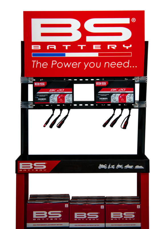 Expositor BS BATTER + cargador BK20 BS BATTERY 