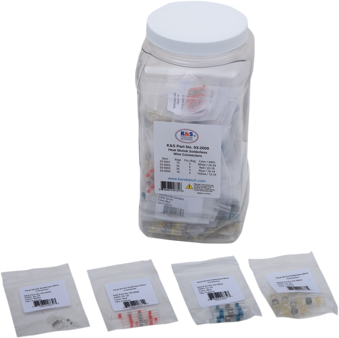 K&S TECHNOLOGIES SOLDERLESS WIRE CONNECTORS WIRE CONNECTORS 100 PKGS