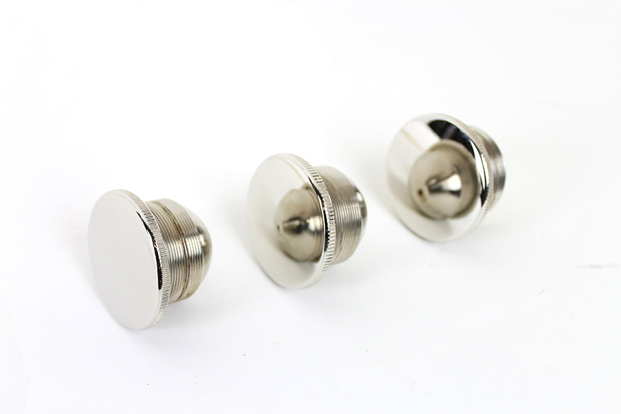 3-Piece Gas Cap Set Vented Nickel Plated For Harley-Davidson 1916-1929