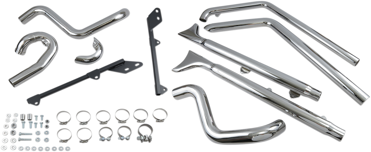 BASSANI XHAUST TRUE DUALS WITH FISHTAIL MUFFLERS FOR HARLEY-DAVIDSON 2011 - 2013 Chrome True Duals With Baffled Fishtail Mufflers