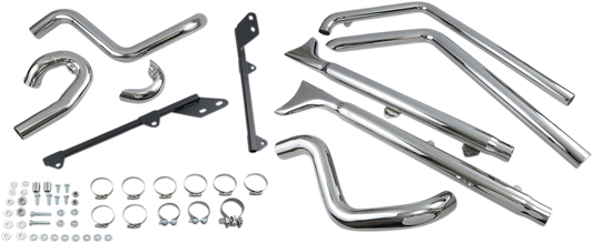 BASSANI XHAUST TRUE DUALS WITH FISHTAIL MUFFLERS FOR HARLEY-DAVIDSON 2011 - 2013 Chrome True Duals With Baffled Fishtail Mufflers