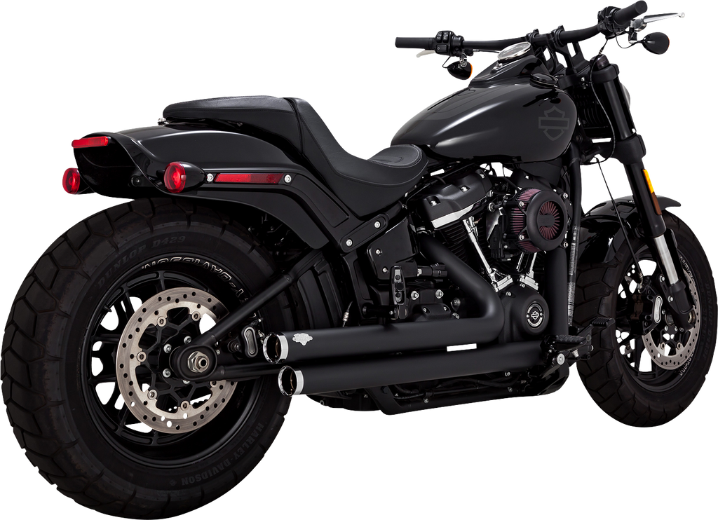 Sistema De Escape 2 En 2 Escalonado Big Shots Negro Para Harley Davidson