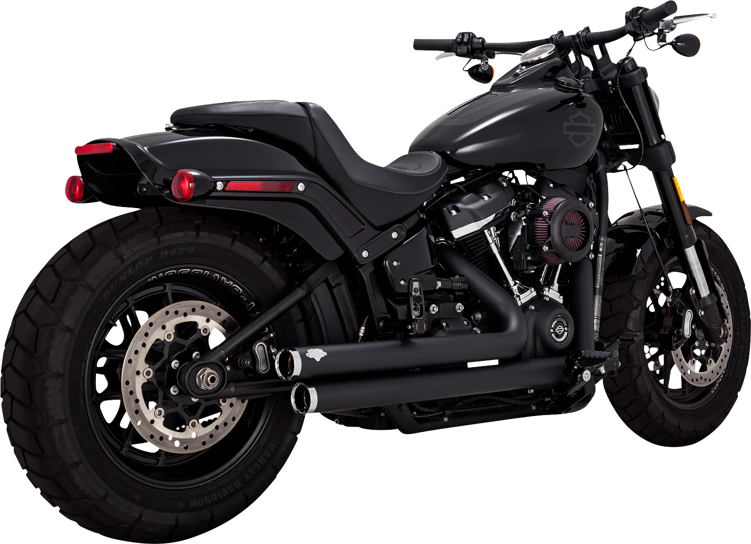 Sistema De Escape 2 En 2 Escalonado Big Shots Negro Para Harley Davidson