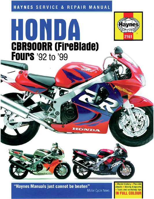 HAYNES MOTORCYCLE REPAIR MANUALS MANUAL HON CBR900RR
