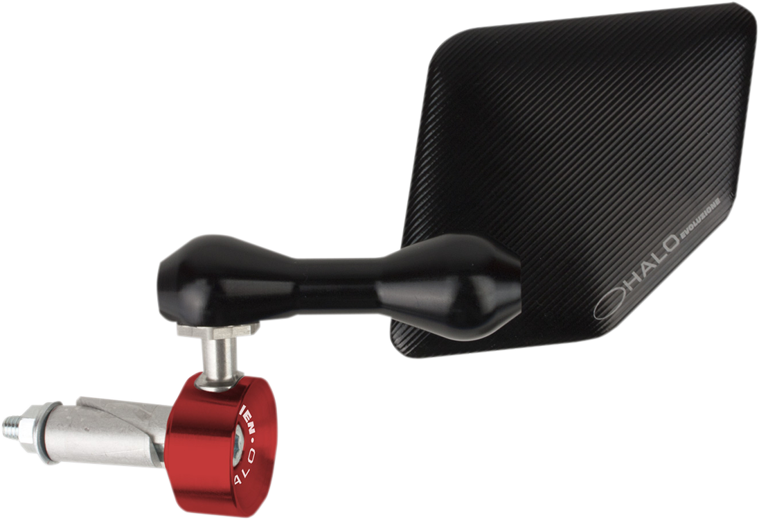 DRIVEN RACING HALO STAINLESS STEEL BAR END MIRRORS MIRROR HALO LEFT RED