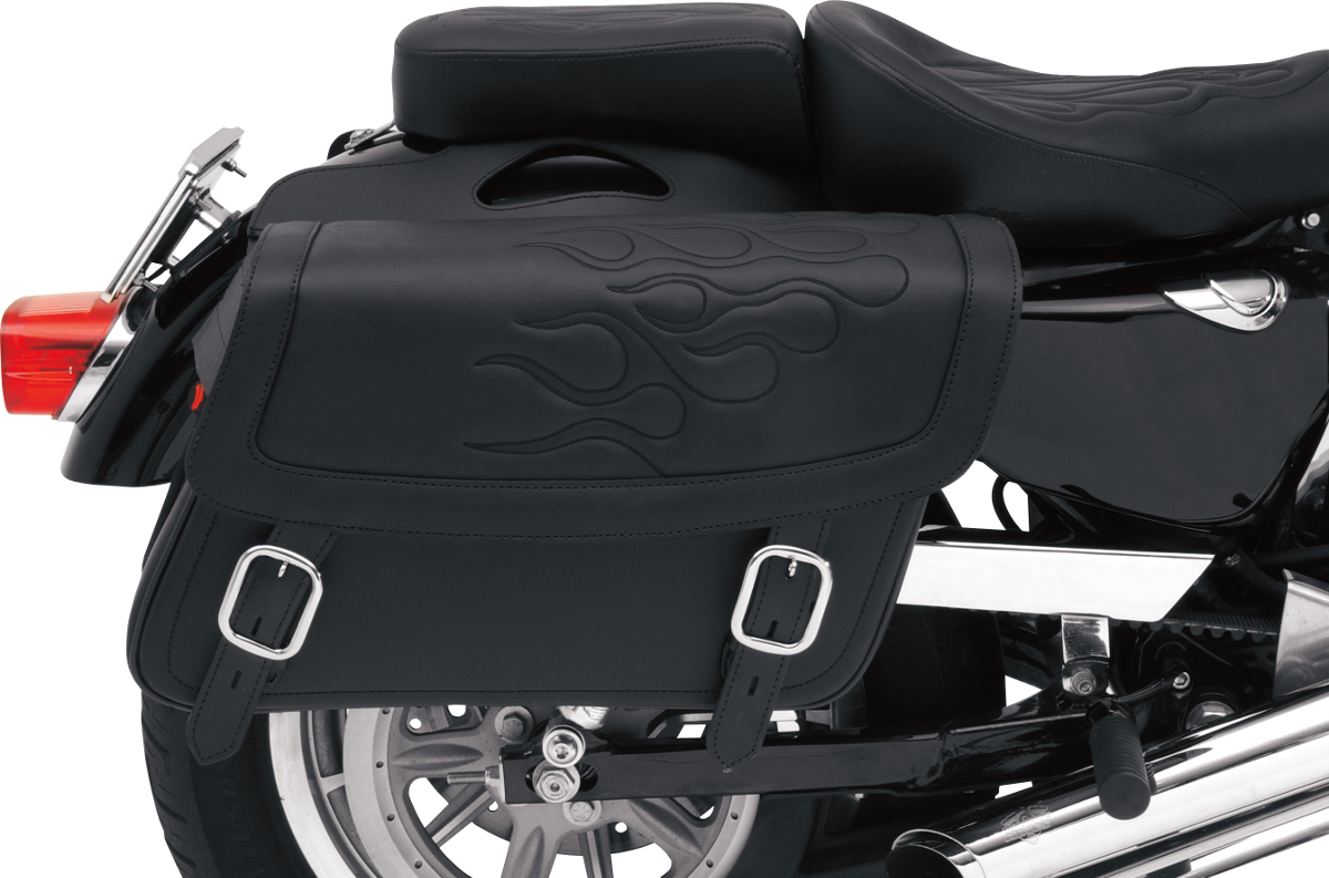 SADDLEMEN HIGHWAYMAN TATTOO SADDLEBAGS SADDLEBAG,FLAME BLK,MD