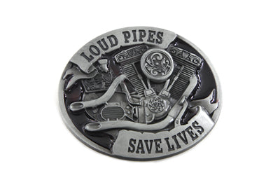 Loud Pipes Save Lives Harley-Davidson Evolution Big Twin Belt Buckle