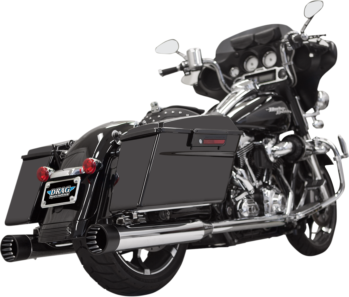 BASSANI XHAUST 4" DNT® STRAIGHT CAN MUFFLERS WITH AN ACOUSTICALLY TUNED BAFFLE FOR HARLEY-DAVIDSON 1995 - 2013 Chrome/Black DNT® Straight Can Mufflers