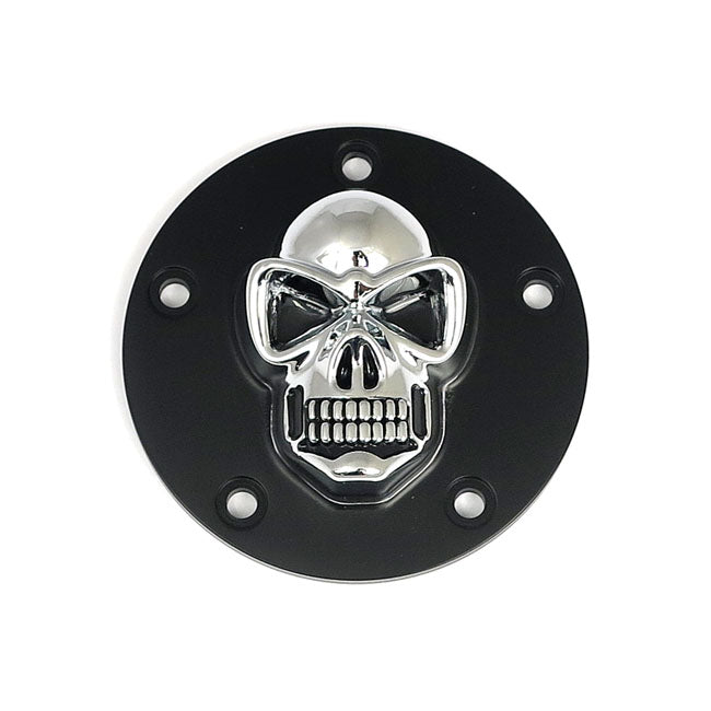 Blk & Chr Skull Point Cvr 5-Hole For Harley-Davidson