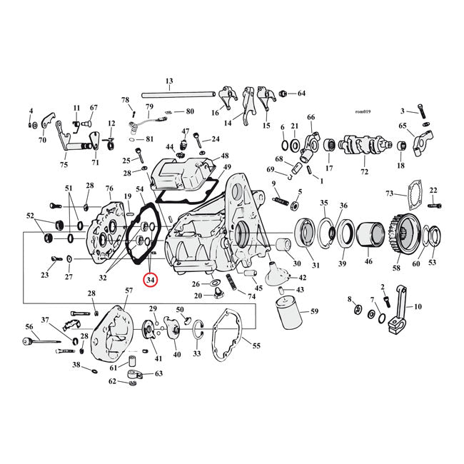 Anneau de sonnerie, roulement de transmission pour Harley Davidson