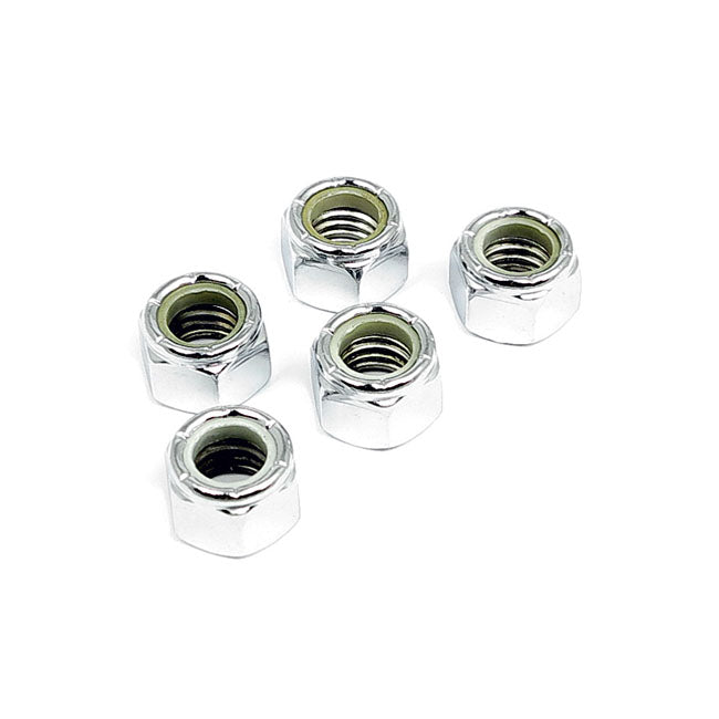 Chrome Nylon Locknuts 7/16-14 For Harley-Davidson