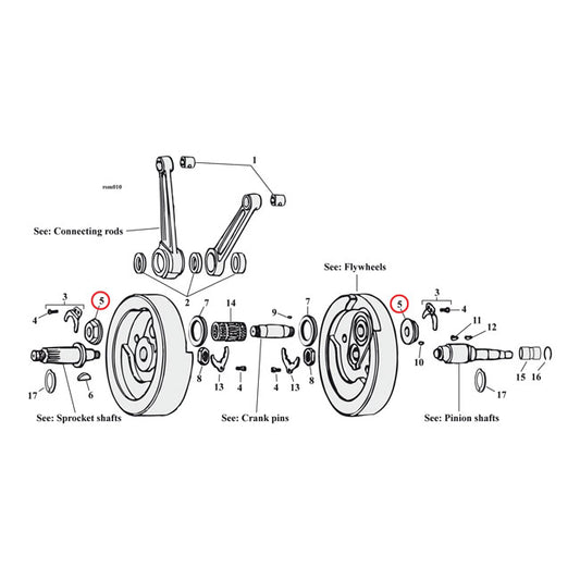 Nut, Crankpin per Harley Davidson