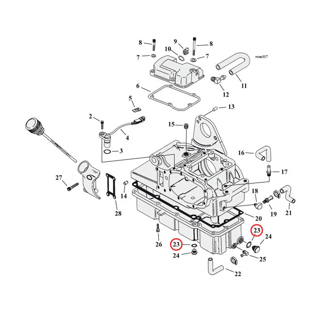 James O-rings, Drain, Dipstick, and Oil Pump Plugs for Harley Davidson
