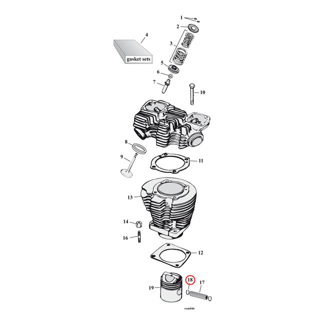 Rings Rings, Piston Wrist Pin. Spiral Lock for Harley Davidson