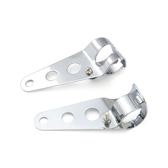 Frisco Side Mount Head Lamp Bracket Set Chrome For Harley-Davidson