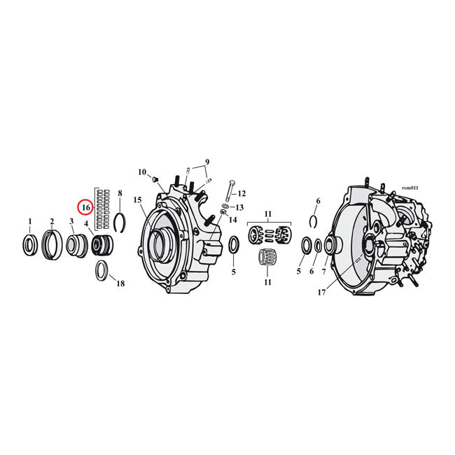 Albero pignone (lato destro) crankcase/ruote, +.0008 "per Harley Davidson