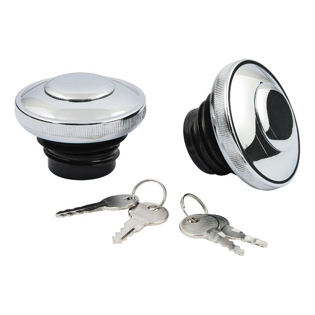 Gas Cap Set With Lock, Chrome For Harley-Davidson