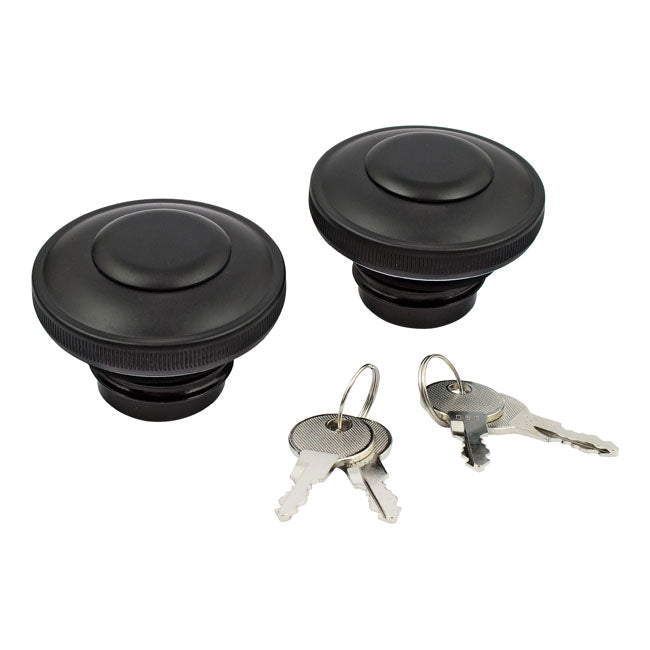 Gas Cap Set With Lock, Black For Harley-Davidson