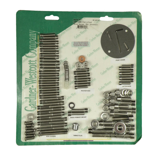 Motor Screw Set, Polished Ss Allen For Harley-Davidson